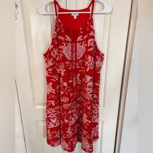 Westport Knee Length Red and white embroidered Dress Size 2X